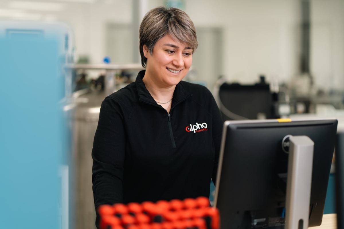 Technician working with precision equipment