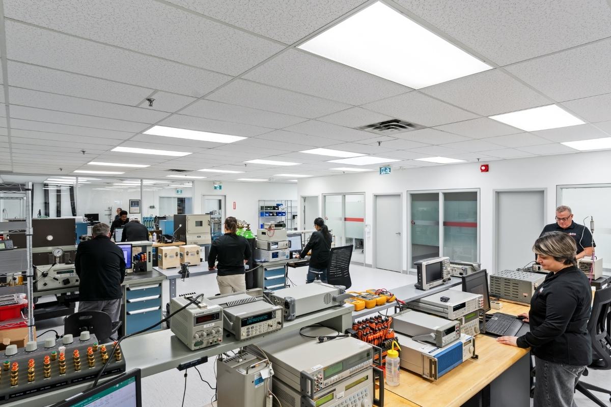 Calibration laboratory with technicians at work