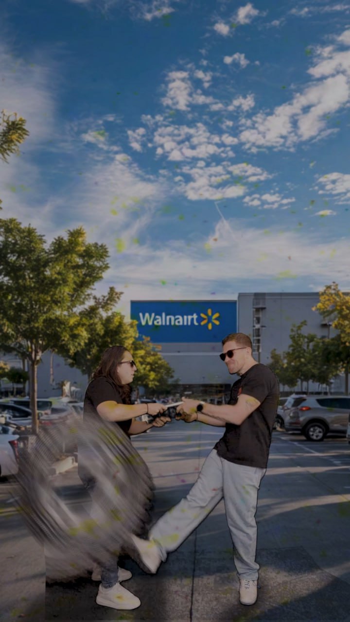 Final composite at Walmart parking lot with tire effect